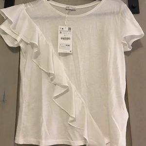 Zara white ruffle top